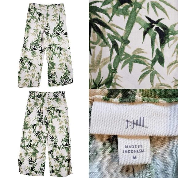 J. Jill Pants - J. Jill Pants Womens Size Medium M Tropical White Pull On Lagenlook Straight Leg